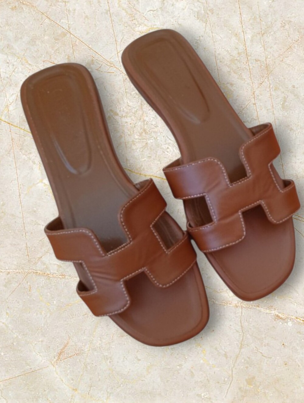 Cognac Classic Slide Sandals